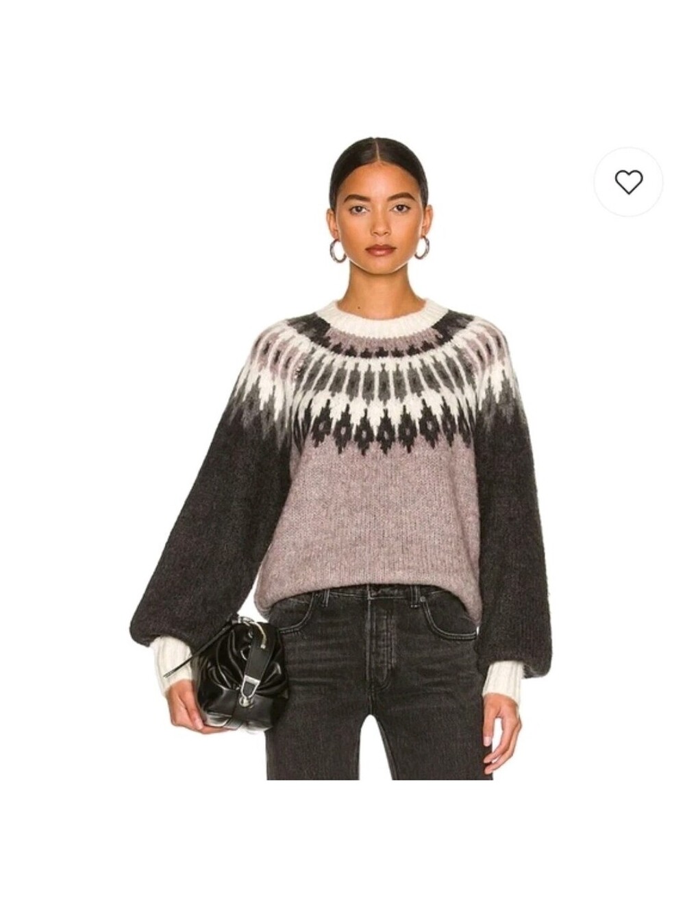 NWT The Cashmere Project Sweater Falka Fair Isle Lilac Gray Cream Women's M $289